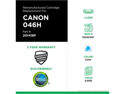 Clover Imaging Group Remanufactured Cyan High Yield Toner Cartridge Replacement for Canon 046H (1253C001)