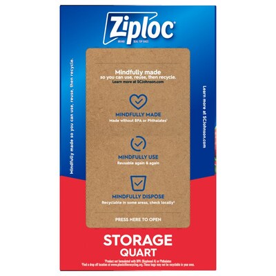 Ziploc Medium Storage Bags, 1 Qt., 100/Box (316962)