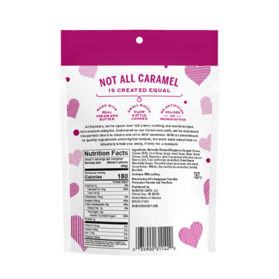 Sanders Dark Chocolate Raspberry Sea Salt Caramel Hearts, 7 oz. (MRY31142)
