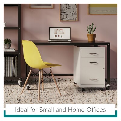 Space Solutions 48" Wide Metal Mobile Desk Workstation with Wheels, Black (21113)