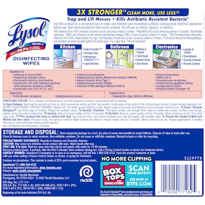 Lysol Disinfecting Wipes, Lemon & Lime Blossom, 80 Wipes/Canister, 6 Canisters/Carton (1920077182CT)