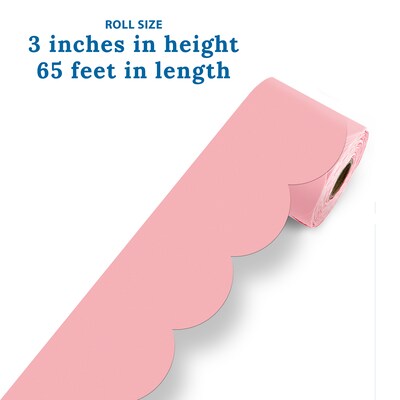 Carson Dellosa Education Rolled Scalloped Bulletin Board Border, 3" x 65', Dusty Rose, 3/Bundle (CD-108526-3)