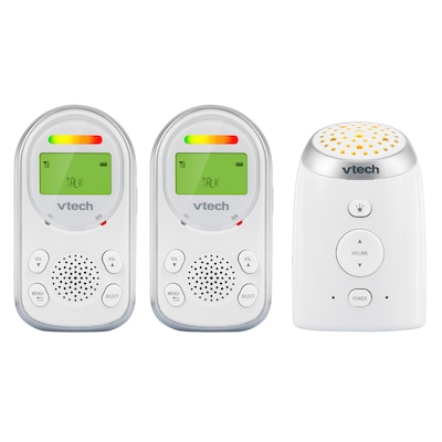 VTech DECT 6.0 Digital Audio Baby Monitor with Glow-on-Ceiling Night-Light & 2 Parent Units, White (TM8212-2)