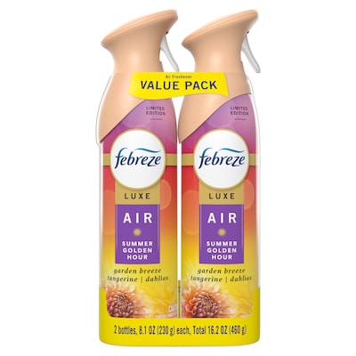 Febreze Luxe Air Freshener Spray, Summer Golden Hour Scent, 8.1 oz, 2/Pack (22745)