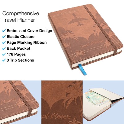 Global Printed Products Travel 5 x 7 Planner, Paperboard Cover, Brown (GPP-0119-A)