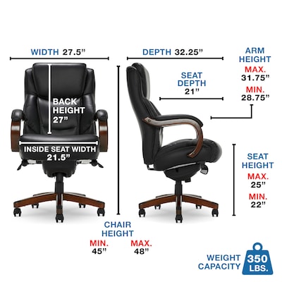 La-Z-Boy Delano Ergonomic Faux Leather Swivel Executive Big & Tall Chair, Black (45833A)