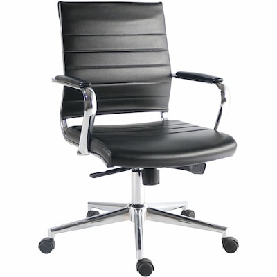 Lorell Tempo Modern Leather Swivel Executive Chair, Black (LLR63221)