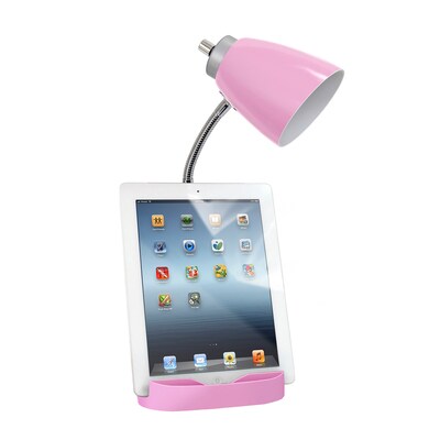 Creekwood Home Sleek Essentials 18.5" Flexible Coordinating Desk Lamp with Charging Outlet and Storage, Pink (CWD-1005-PN)
