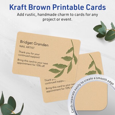 Avery Matte General Use Blank Cards, Kraft Brown, 40/Pack (95341)