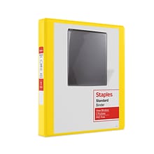 Staples® Standard 1 3 Ring View Binder with D-Rings, Yellow (58652)