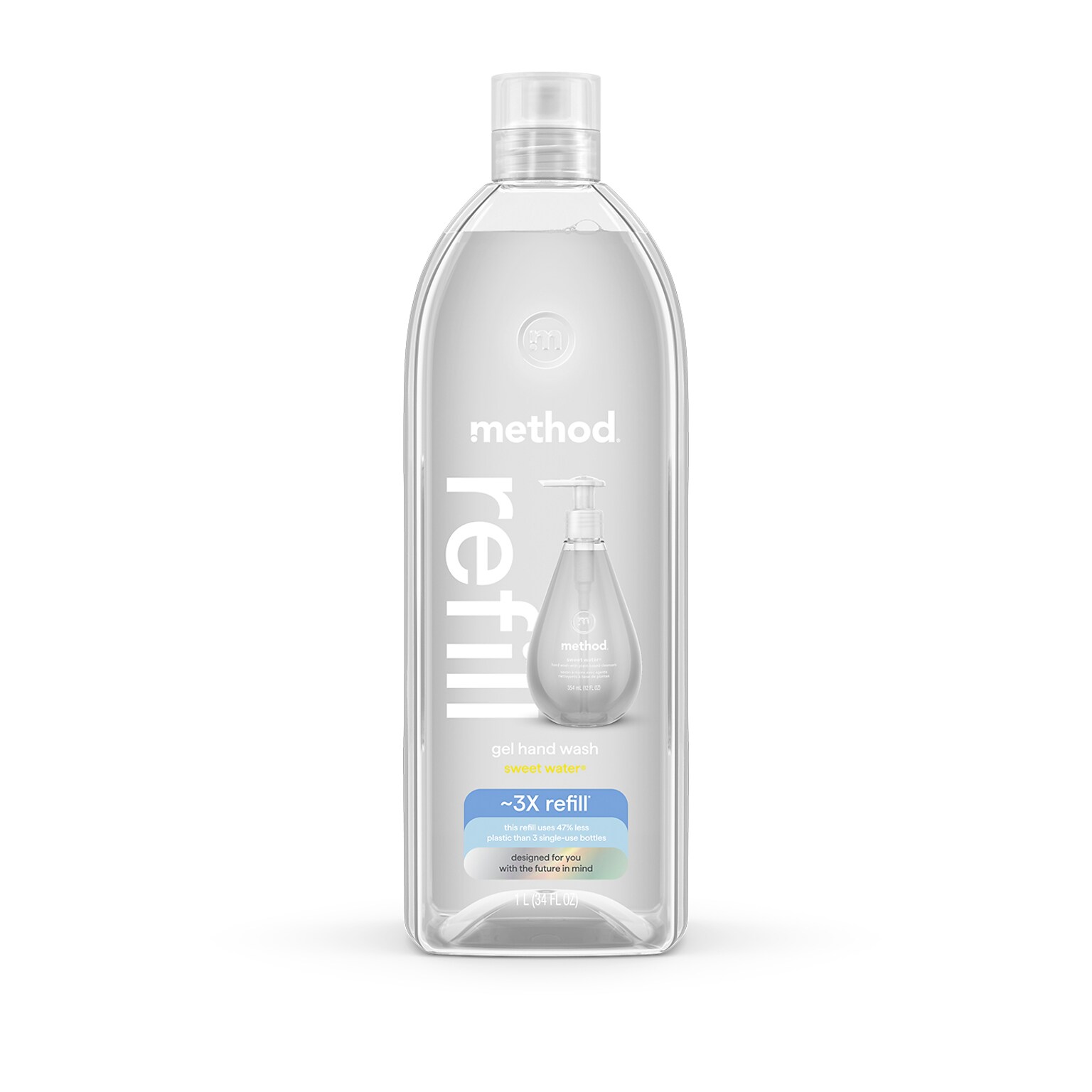Method Gel Hand Soap Refill, Sweet Water Scent, 34 Fl. Oz. (328104)