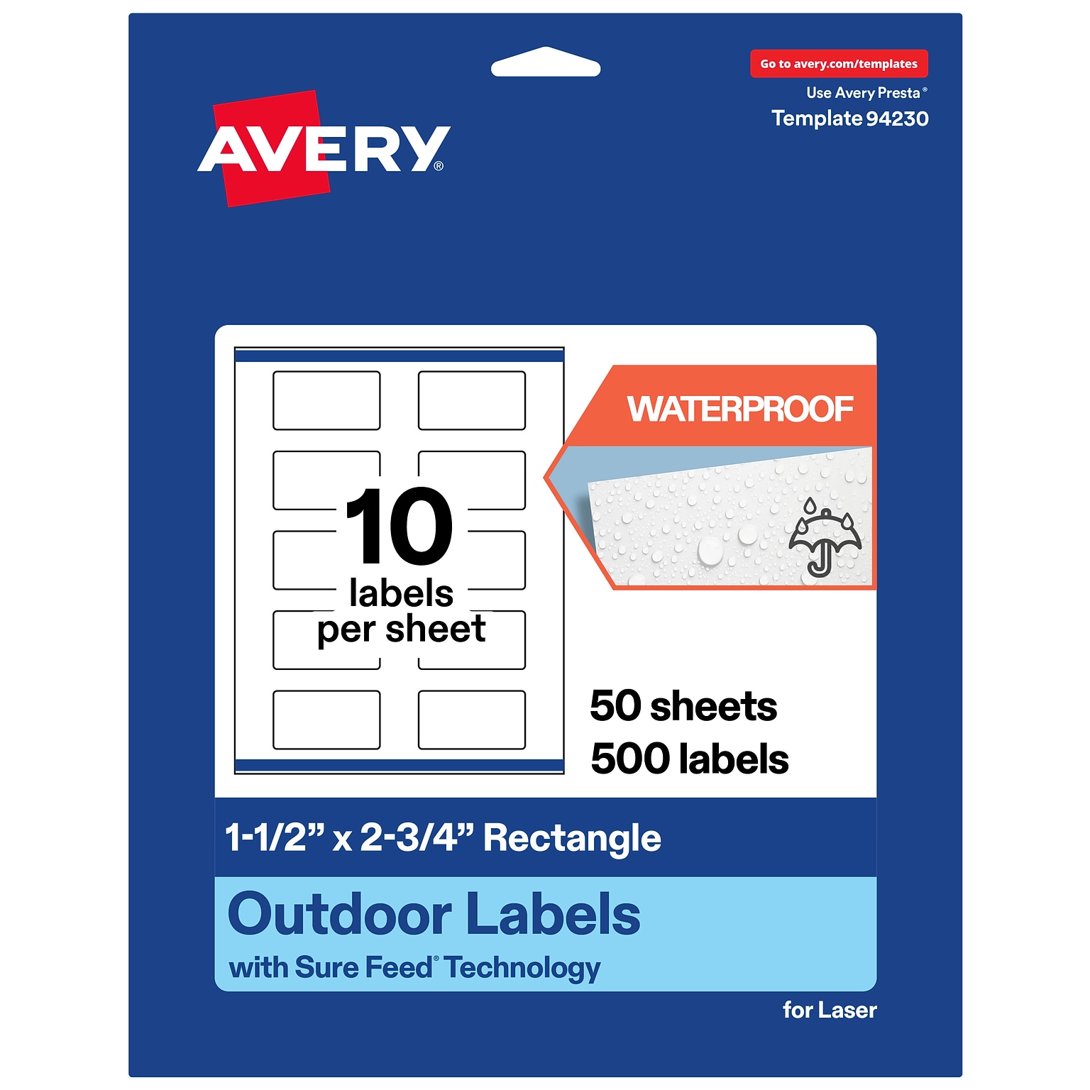 Avery Rectangle Laser Multipurpose Labels, 1.5 x 2.75, White, 500/Box (19479399274)