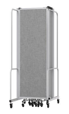 National Public Seating Robo Series 11-Panel Folding Mobile Room Divider, 72H x 256W, Grey Fabric (RDG6-11PT02)