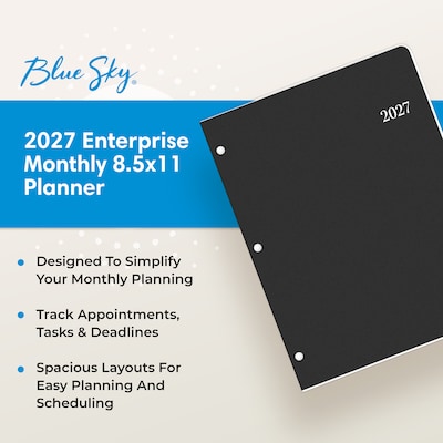 2027 Blue Sky 8.5" x 11" Monthly Planner, Black (160969)