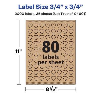 Avery Laser/Inkjet Decorative Edge Multipurpose Labels, .75" x .75", Kraft Brown, 2000 Labels/Pack ( 94601)