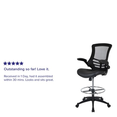 Flash Furniture Mesh Ergonomic Drafting Chair with Adjustable Foot Ring and Lumbar Support, Black (BLX5MDBKLEA)
