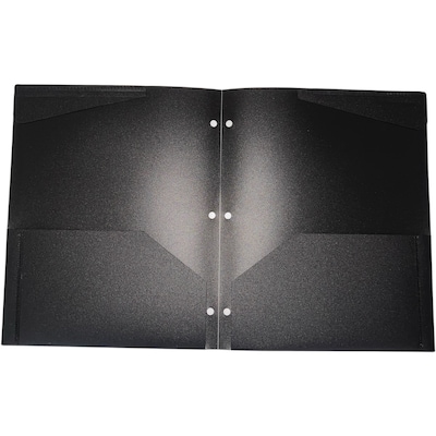 3-Hole Punched 2-Pocket Presentation Folder, Black (60617)
