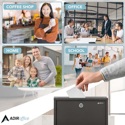 AdirOffice Steel Multipurpose Drop Box Interoffice Mailbox, Large, Black (631-03-BLK-PKG)