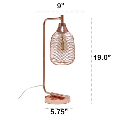 Lalia Home Industrial Mesh Desk Lamp, Rose Gold (LHD-2000-RG)