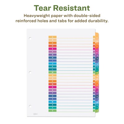 Avery Ready Index Table of Contents EcoFriendly Paper Dividers, A-Z Tabs, Multicolor (11085)