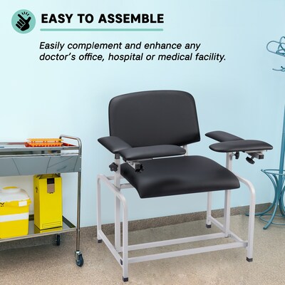 Viva Comfort Extra Wide Adjustable Bariatric Phlebotomy Blood Drawing Chair, 500 lbs. Capacity, Blac