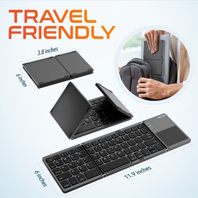 Delton F75 Small Wireless Foldable Portable Keyboard and Touchpad, Black (DKBF75)