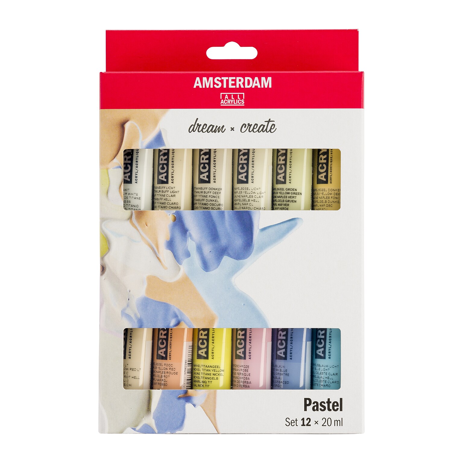 Amsterdam Standard Acrylic Pastels Set, Assorted Colors, 20mL, 12/Set  (AMS17820601)