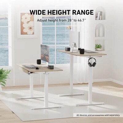 Huanuo 48"W Electric Rectangular Adjustable Standing Desk with Storage Drawer, Natural (HNESD77N)