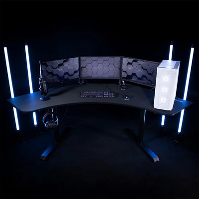 Arozzi Arena Angelo Corner Gaming Desk, Pure Black (ARENAANGELOPBKM)