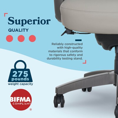 La-Z-Boy Arcadian Ergonomic Bonded Leather Swivel Executive Chair, Beige (60008-BGE)