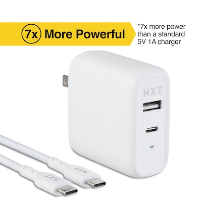 NXT Technologies™ Universal USB-C/USB-A with USB-C Cable Wall Charger, White (NX60449)