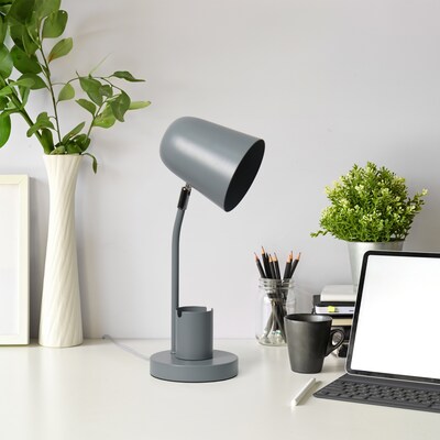 Simple Designs Sleek Essentials LED Desk Lamp, 15.75", Gray Metal (LT2128-GRY)