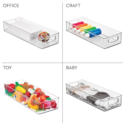 iDESIGN Large Stackable Plastic Storage Bin with Handles, Clear (64430)