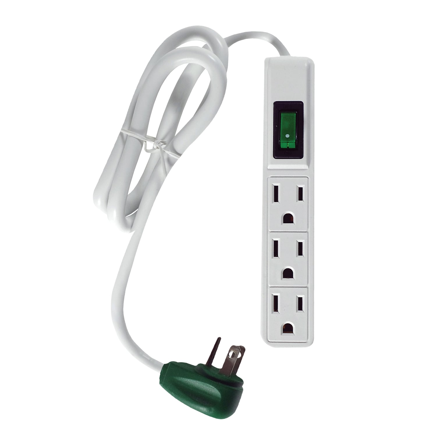 GoGreen Power Power Strip, 3 Outlet, White, 3/Pack (GG-13002MS)