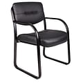 Boss Leather Sled Base Side Chair W/ Arms