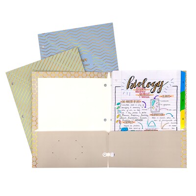 Pukka Pad 3-Hole Punched 2 Pocket Cardstock Portfolio Folder, Assorted Colors, 6/Pack, 3 Packs/Bundle