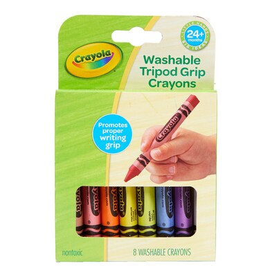 Crayola Washable Tripod Grip Triangular Crayons, Assorted Colors, 8/Pack, 8 Packs/Bundle (BIN811460-8)