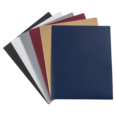 JAM Paper Smooth 2 Pocket Plastic Folders, Assorted, 6/Pack (383HPassrt)