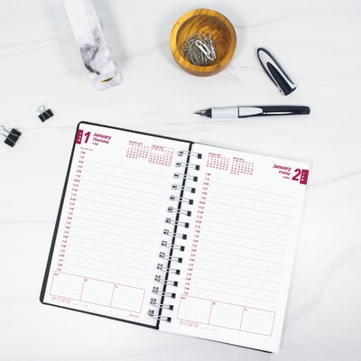 2026 Brownline DuraFlex 5" x 8" Daily & Monthly Appointment Book, Plastic Cover, Black (CB634V.BLK)