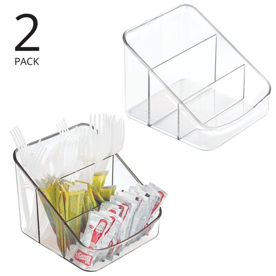 iDESIGN 3-Compartment Plastic Desk Organizer, Clear, 2 Piece (28166M2)