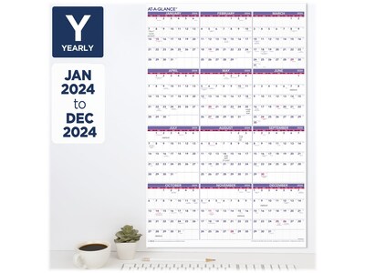 2024 AT-A-GLANCE 24" x 36" Yearly Wall Calendar (PM12-28-24)