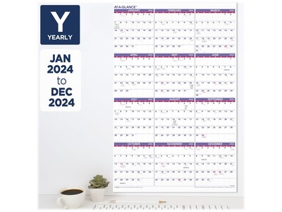 2024 AT-A-GLANCE 24" x 36" Yearly Wall Calendar (PM12-28-24) | Quill.com