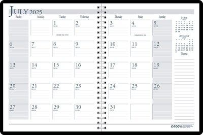 2025-2026 House of Doolittle 8.5 x 11 Academic Year Monthly Planner, Faux Leather Cover, Black (26