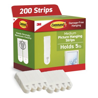 Command Medium Hanging Strip, White, 200 Strips/Pack (17201CABPK-NA)