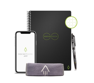 Rocketbook Core Reusable Smart Notebook, 6 x 8.8, Dot-Grid Ruled, 36 Sheets, Black (EVR-E-RC-A-FR)