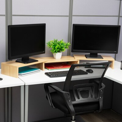 Mind Reader Adjustable Dual Monitor Stand, Up to 44 lbs., Brown (MDFMOND-BRN)