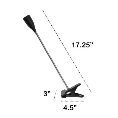 Creekwood Home Sleek Essentials 17.25" Adjustable Basic Clip On LED Light with Flexible Gooseneck, Black (CWD-1007-BK)
