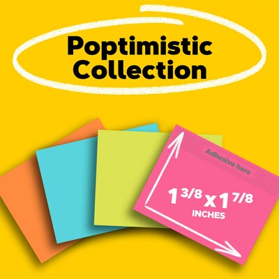 Post-it Notes, 1 3/8" x 1 7/8", Poptimistic Collection, 100 Sheet/Pad, 12 Pads/Pack (653AN)