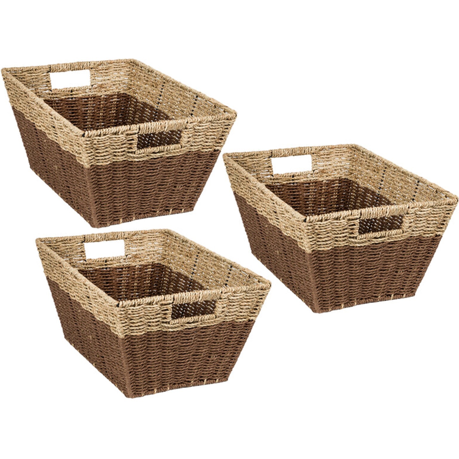 Honey-Can-Do Seagrass Nesting Basket with Handles, Brown/Natural, 3/Pack (STO-08400)