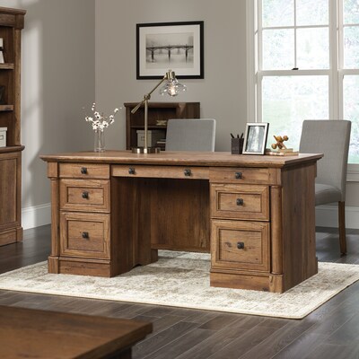 Sauder Palladia 65"W Executive Desk, Vintage Oak (420604)